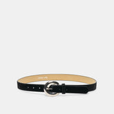 CHUNKY CURVED BUCKLE BELT BLACK CALF HAIR