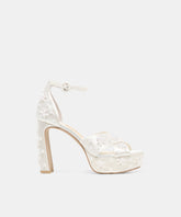POPPY PEARL HEELS WHITE SATIN