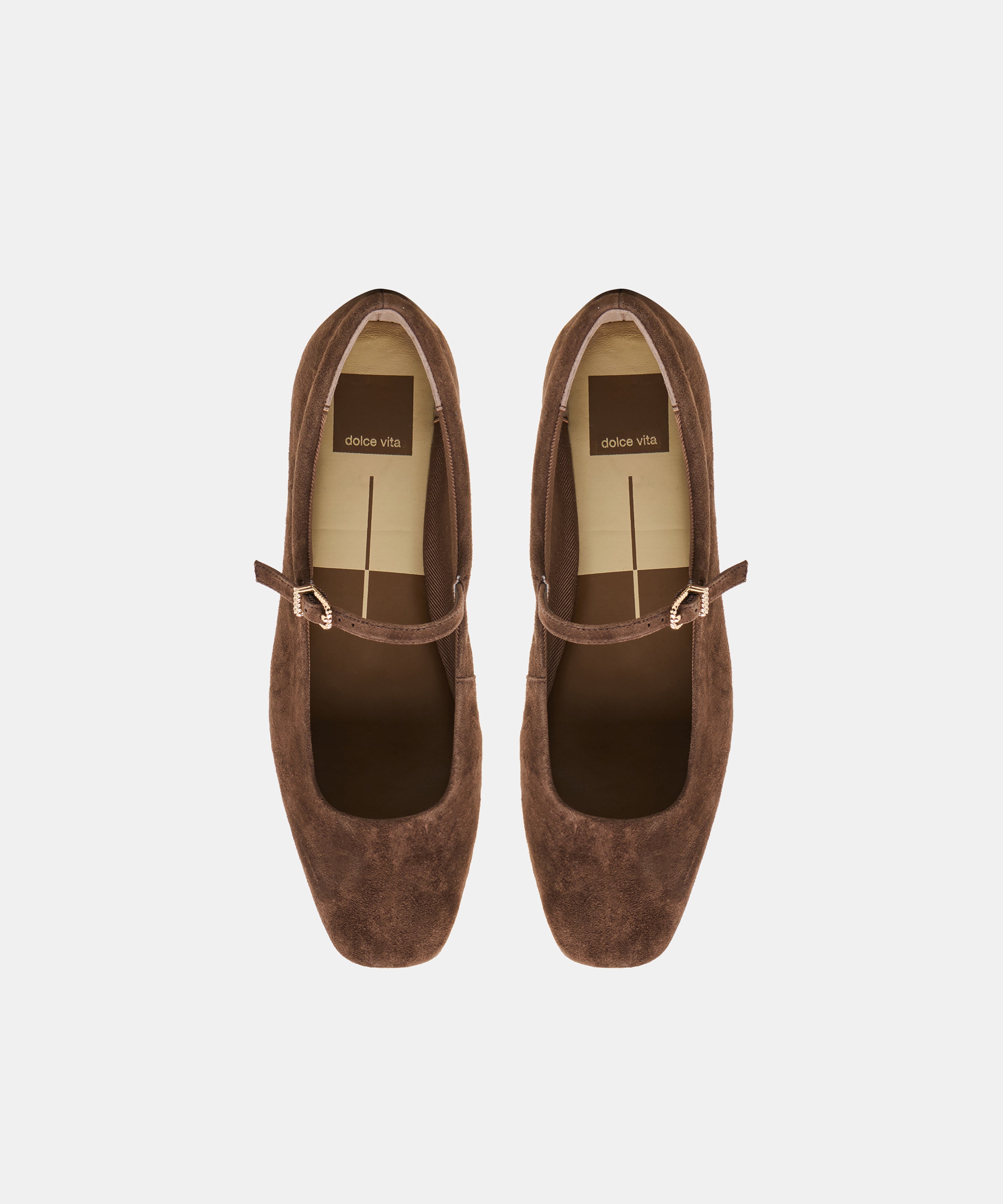 REYES WIDE BALLET FLATS DK BROWN SUEDE