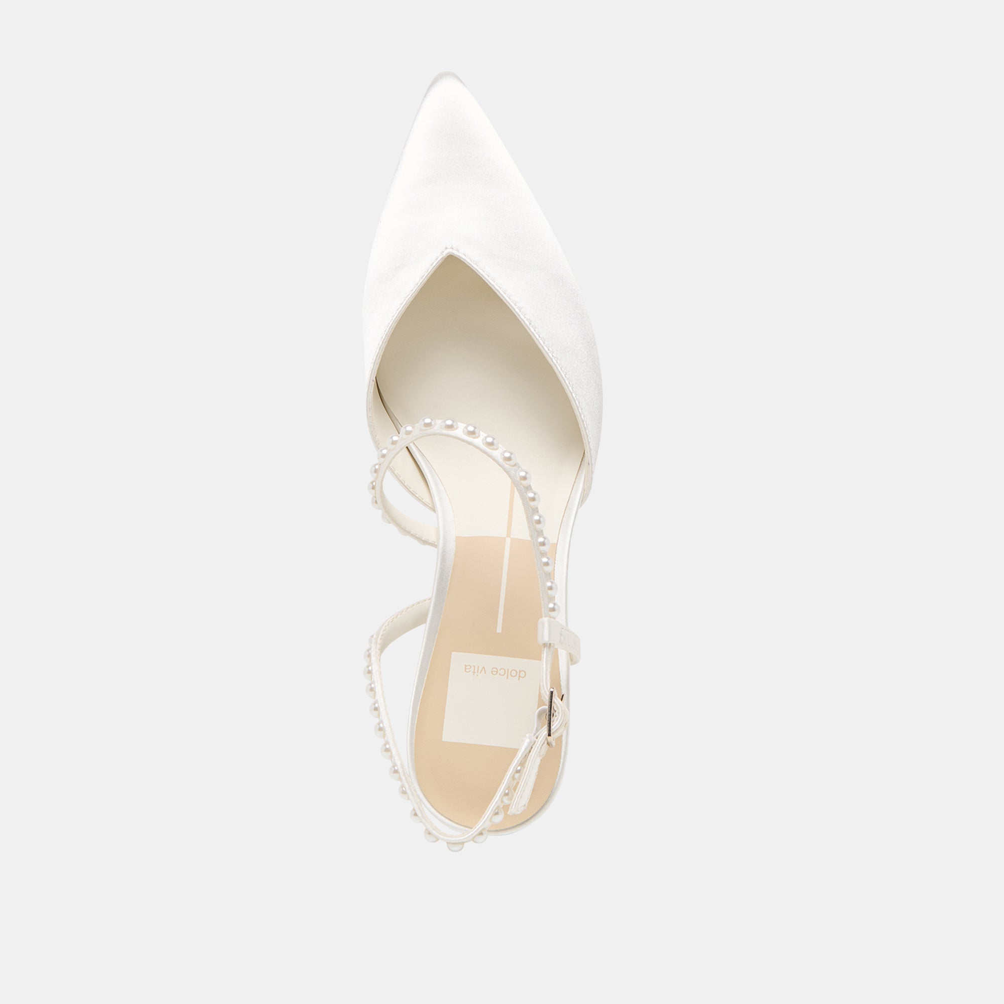 KAMRA PEARL MID HEELS TRUE WHITE SATIN